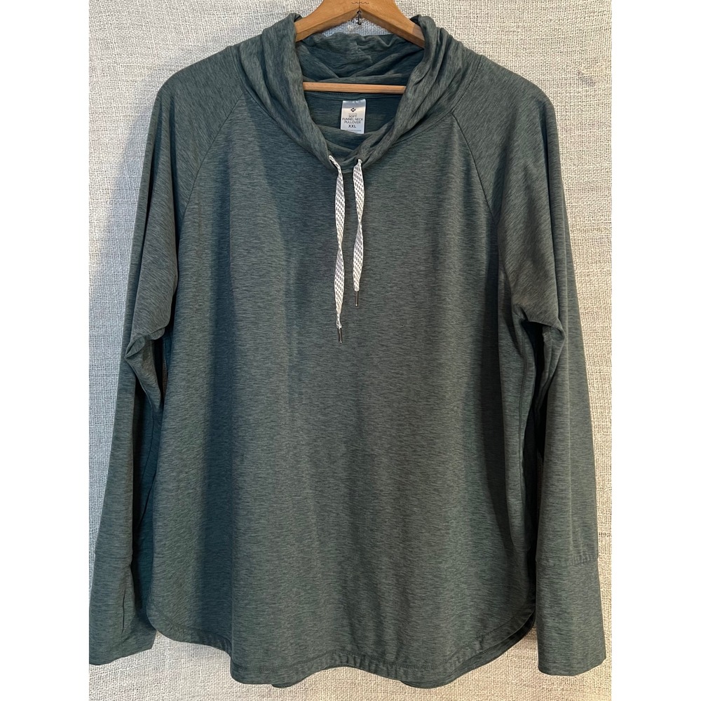 Soft Funnel Neck Pullover XXL Kelp Heather Green Thumbhole Active